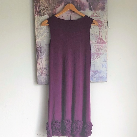 Anthropologie Plum/Burgundy Jersey Rosette Dress - Picture 3 of 6
